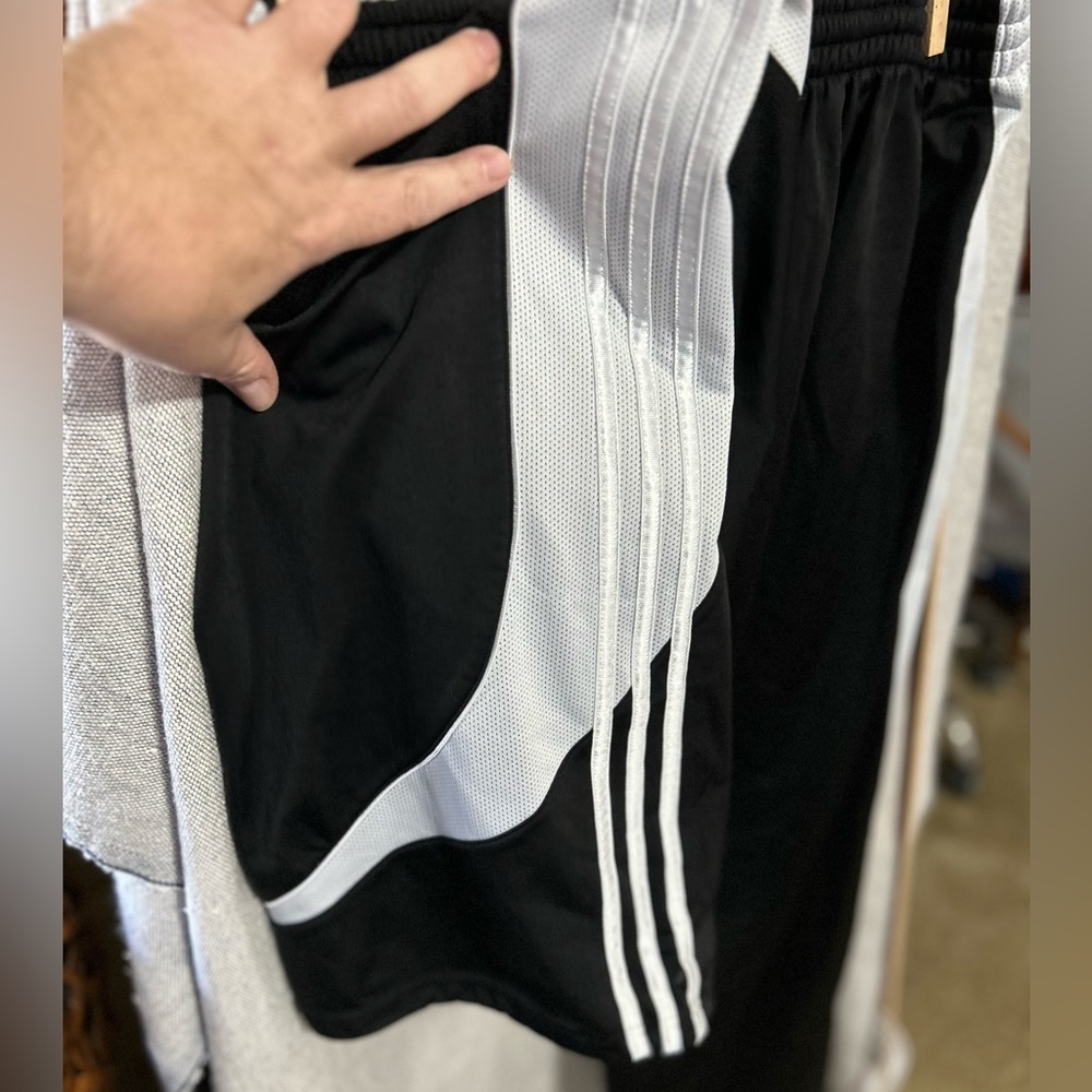 Rare Vintage ADIDAS Track Baller Pants XL Black White Stripes Logo NWOT Trendy